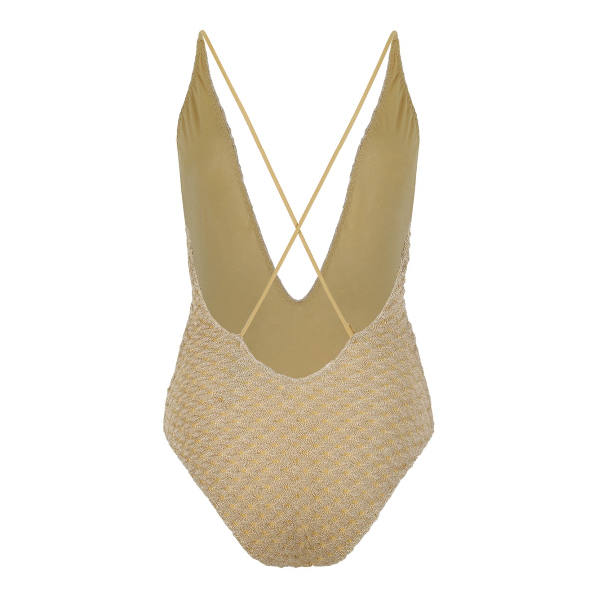 Missoni Beige Patterned One-Piece Swimsuit.