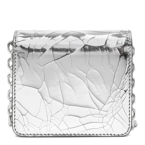 Maison Margiela Silver Crinkled Leather Shoulder Bag.  2
