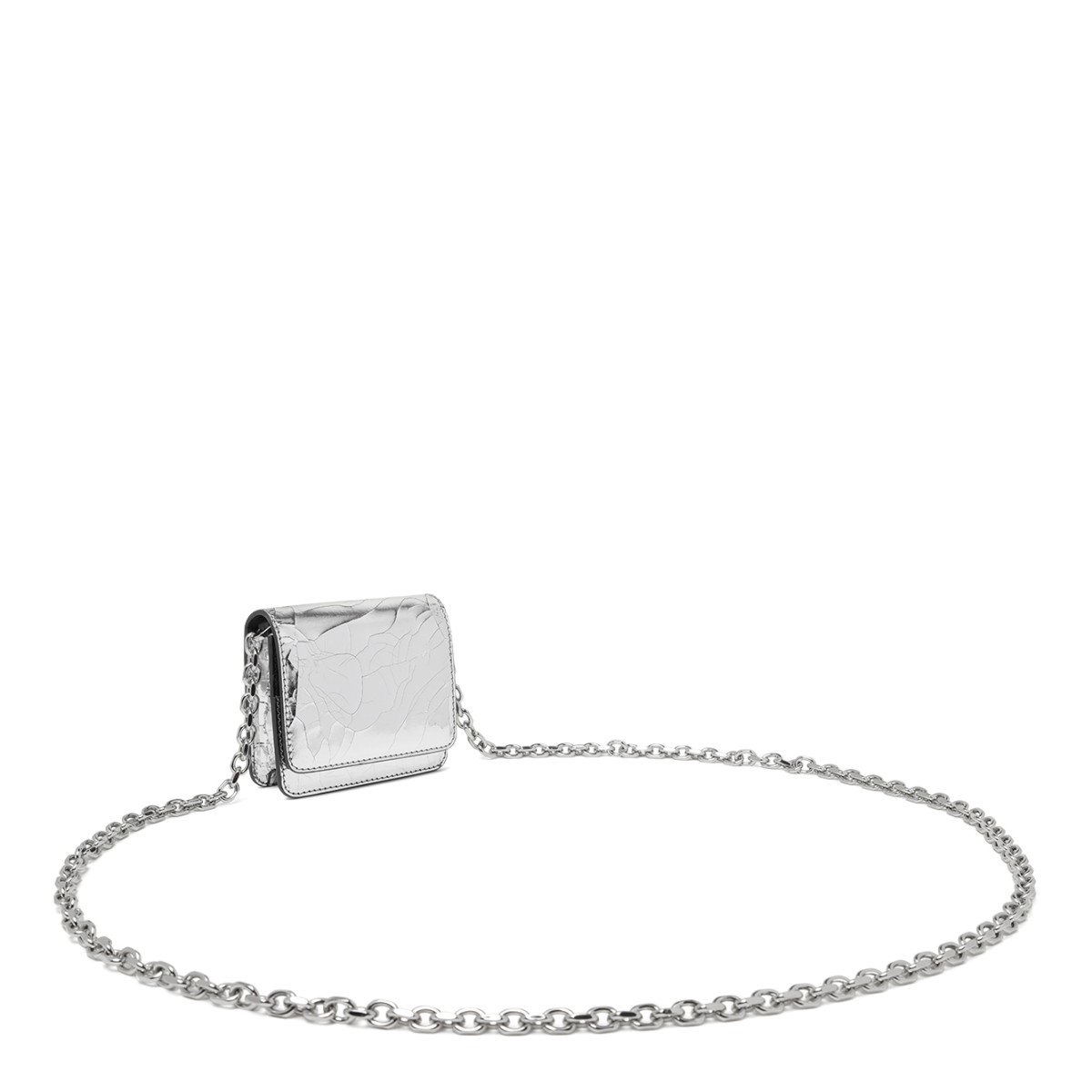 Maison Margiela Silver Crinkled Leather Shoulder Bag. 