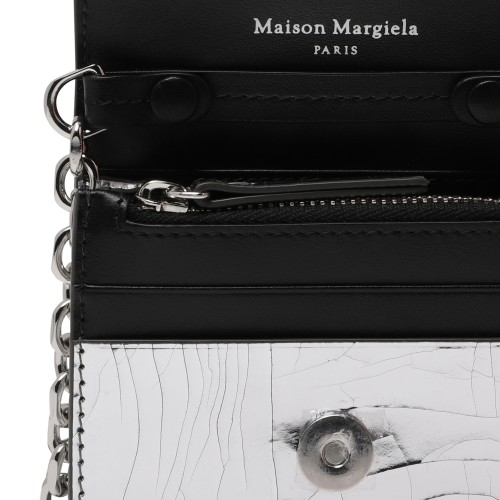 Maison Margiela Silver Crinkled Leather Shoulder Bag. 