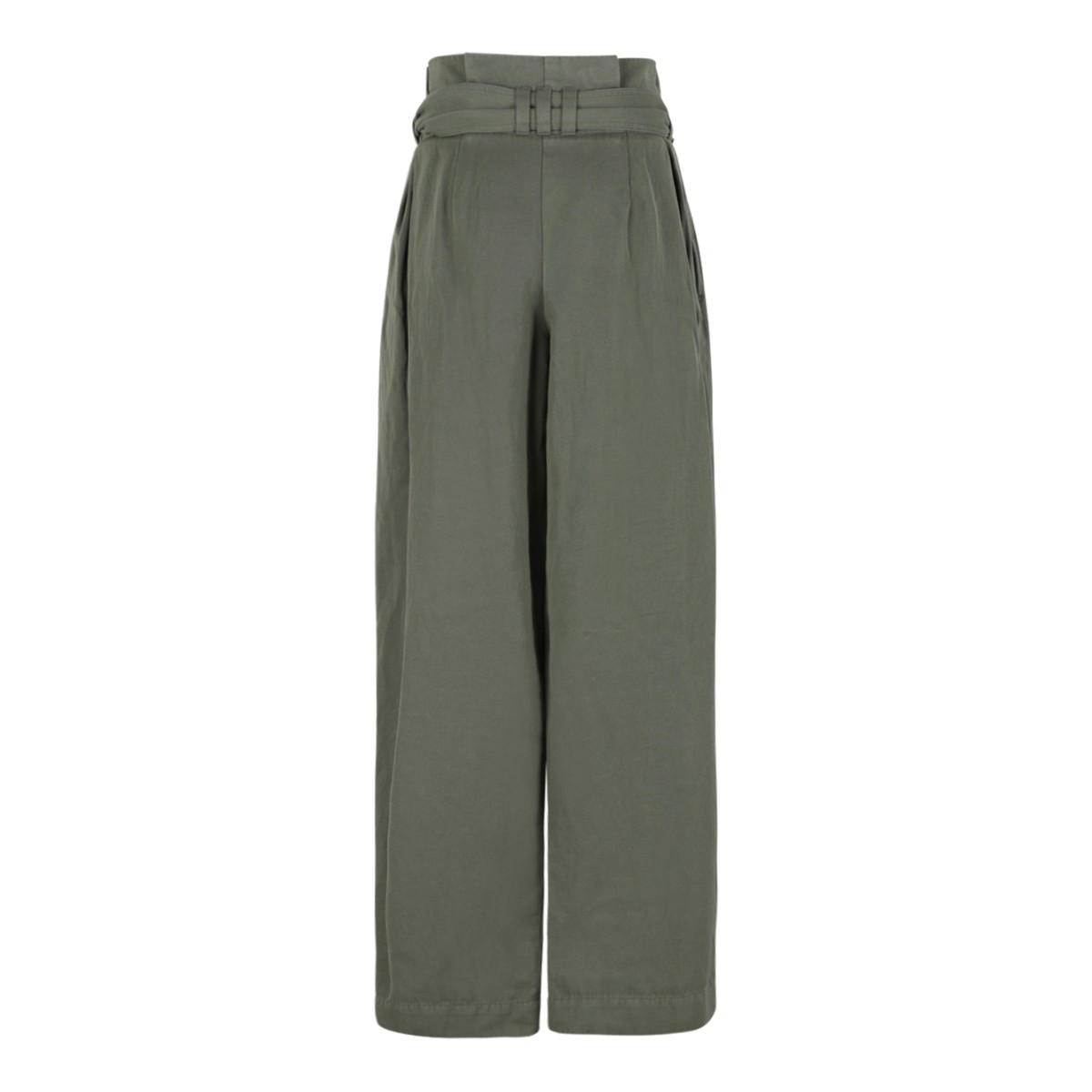Balmain Khaki High-Waisted Wide-Leg Trousers.