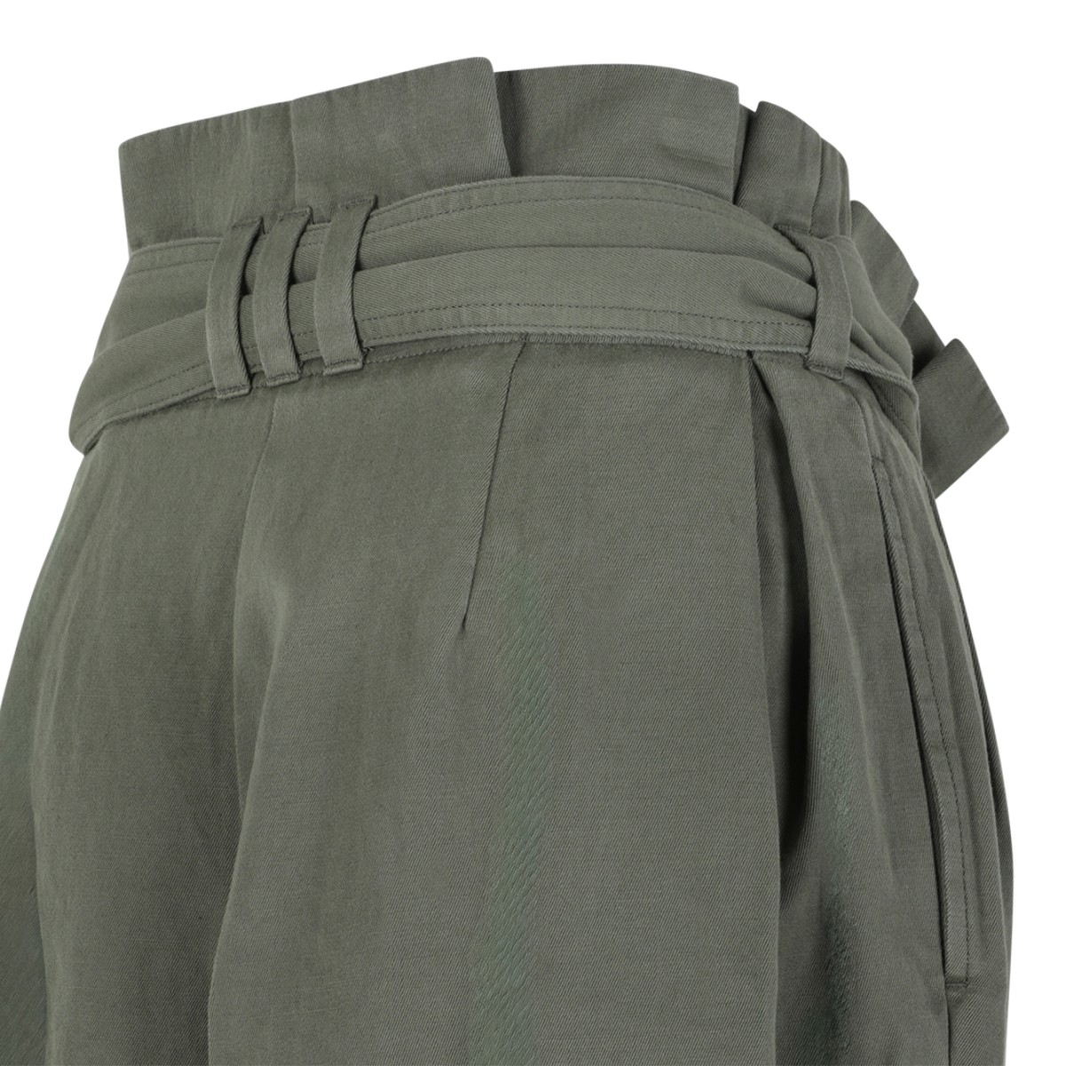 Balmain Khaki High-Waisted Wide-Leg Trousers.