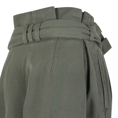 Balmain Khaki High-Waisted Wide-Leg Trousers.