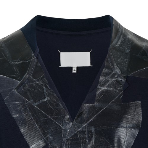 Maison Margiela Navy Graphic-Detail T-Shirt.