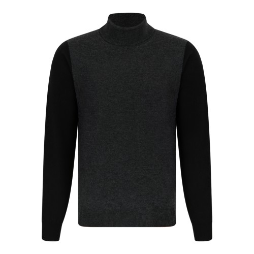 Maison Margiela Black and Charcoal Turtleneck Sweater. 