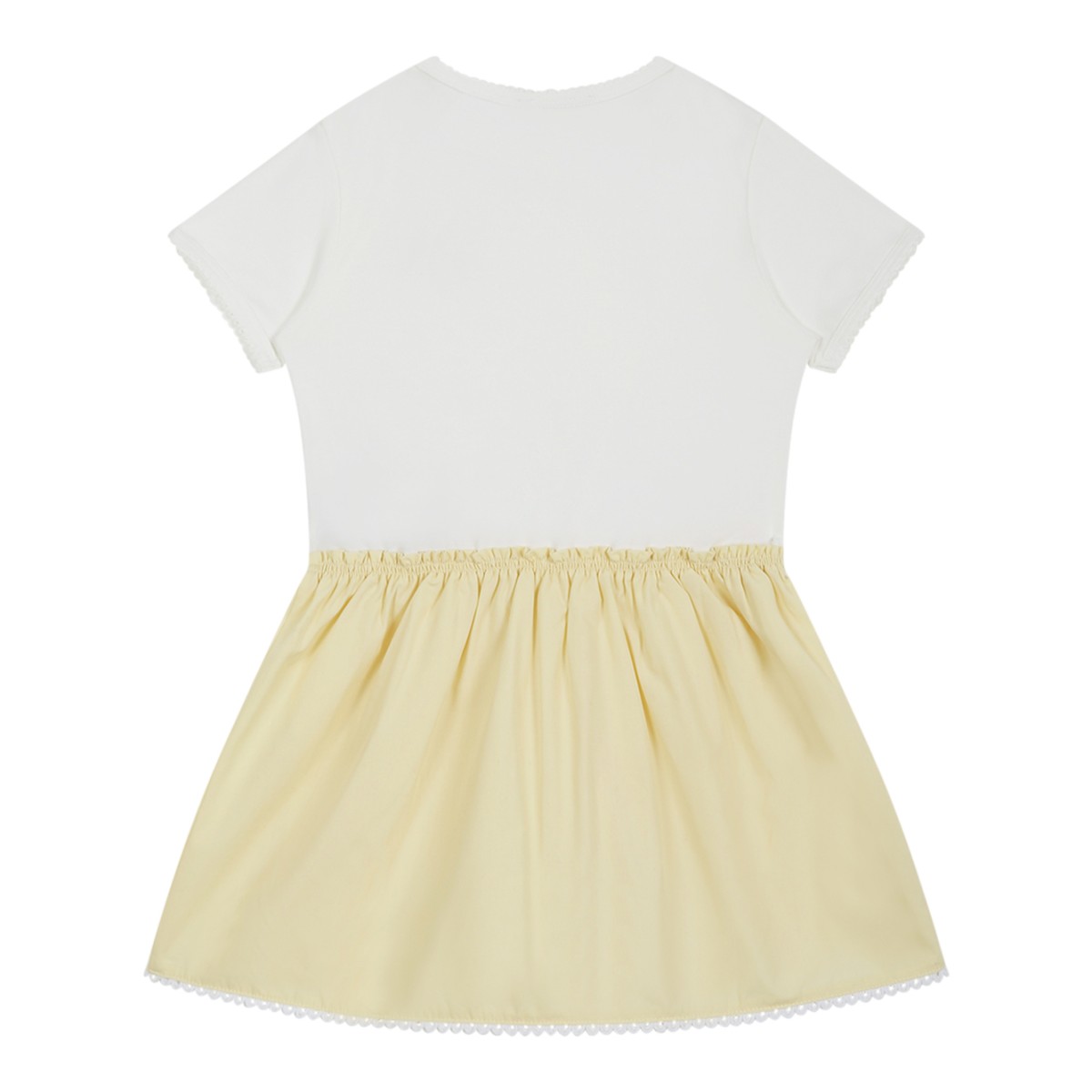 Moncler White and Pale Yellow Short-Sleeve Dress.