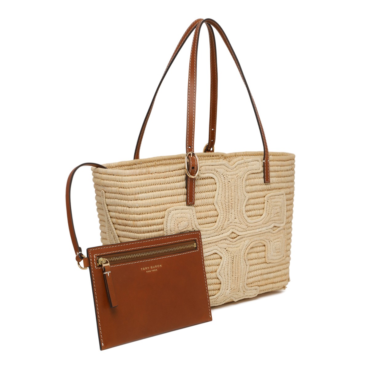 Tory Burch Natural Woven Shopper Bag.