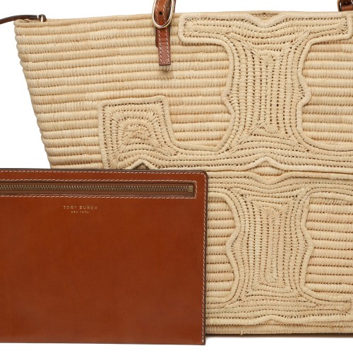 Tory Burch Natural Woven Tote Bag.