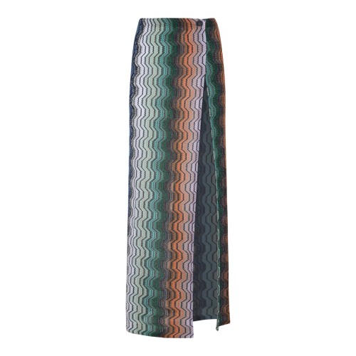Missoni Multicolor Zigzag Knit Pareo Skirt.