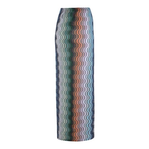 Missoni Multicolor Zigzag Knit Pareo Skirt.