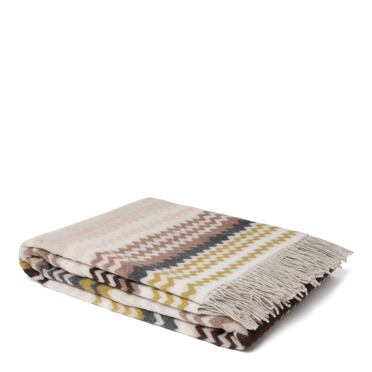 Missoni Beige Multicolor Zigzag Throw Blanket.