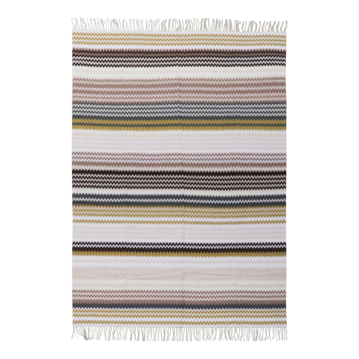 Missoni Beige Multicolor Zigzag Throw Blanket.