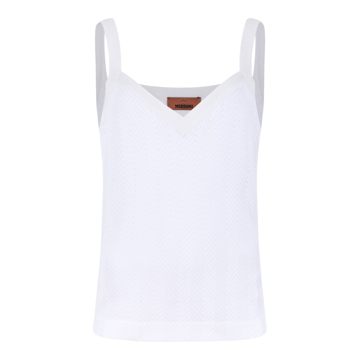 Missoni White Ribbed Knit Tank Top.
