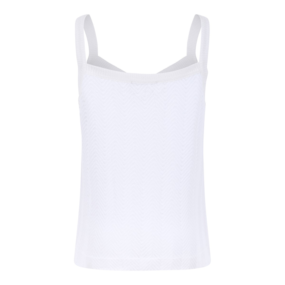 Missoni White Ribbed Knit Tank Top.