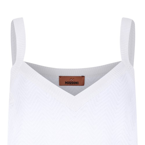 Missoni White Ribbed Knit Tank Top.