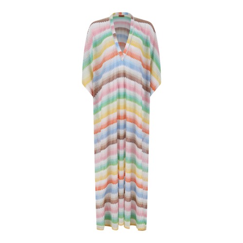 Missoni Multicolor Striped Kaftan Maxi Dress.