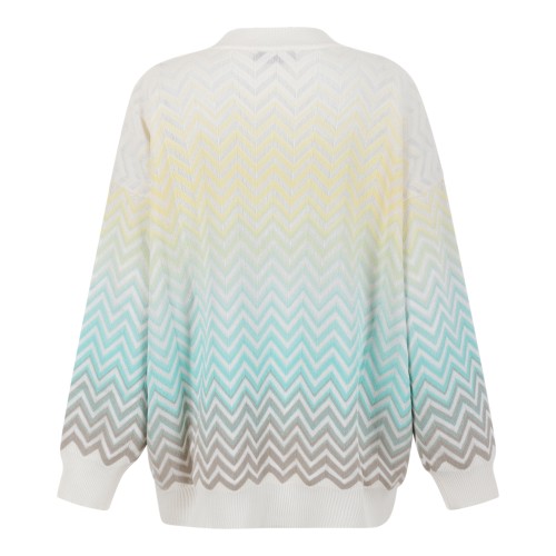 Missoni White Multicolor Zigzag Knit Sweater. 2
