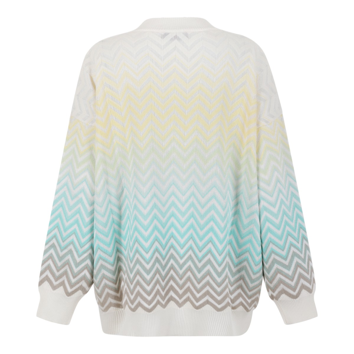 Missoni White Multicolor Zigzag Knit Sweater.
