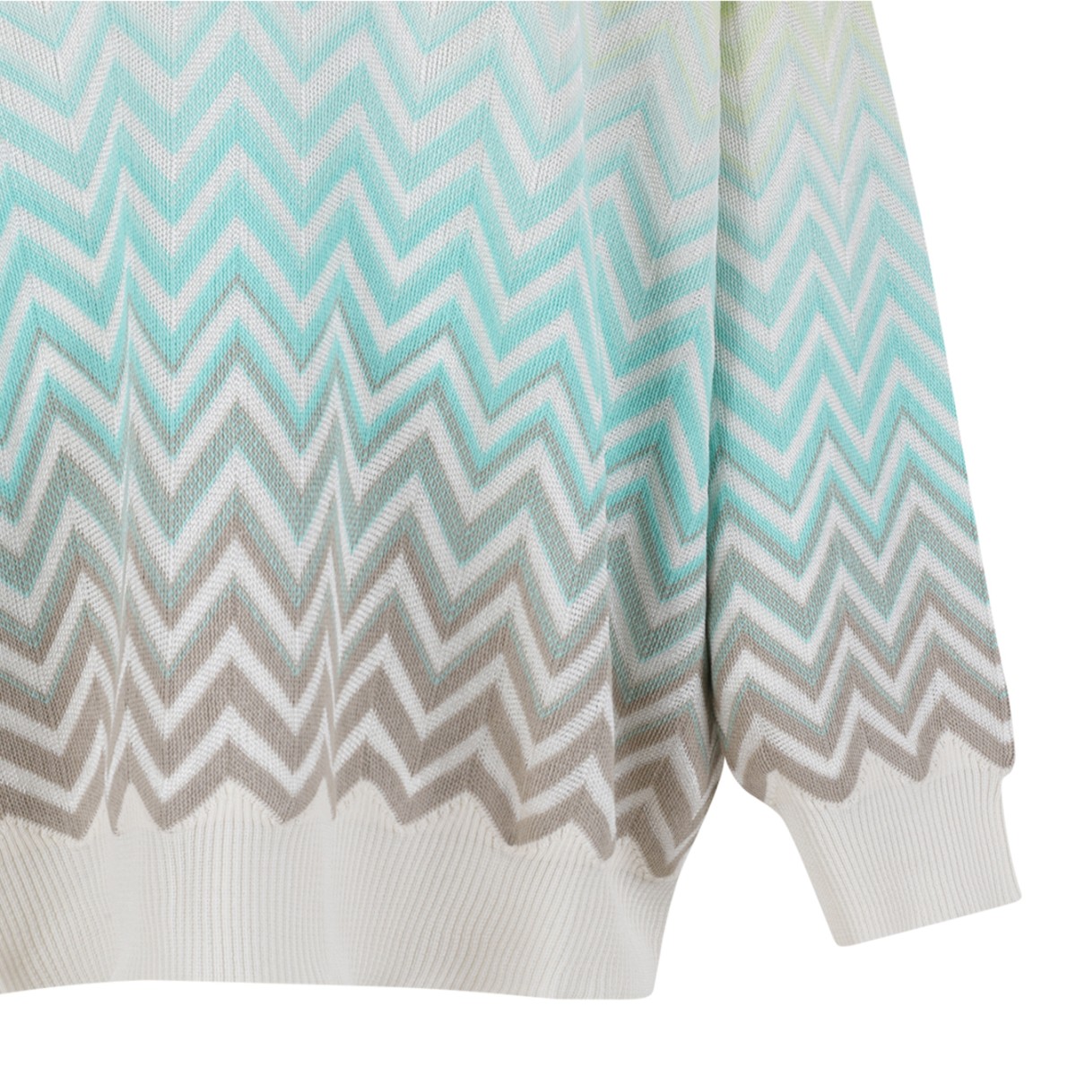 Missoni White Multicolor Zigzag Knit Sweater.
