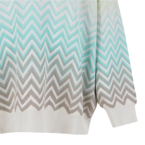 Missoni White Multicolor Zigzag Knit Sweater.