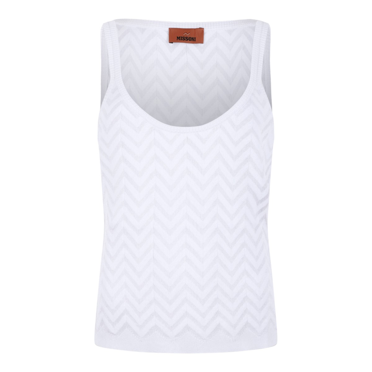 Missoni White Zigzag Knit Tank Top.