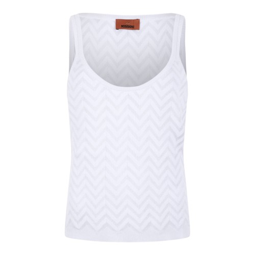 Missoni White Zigzag Knit Tank Top.