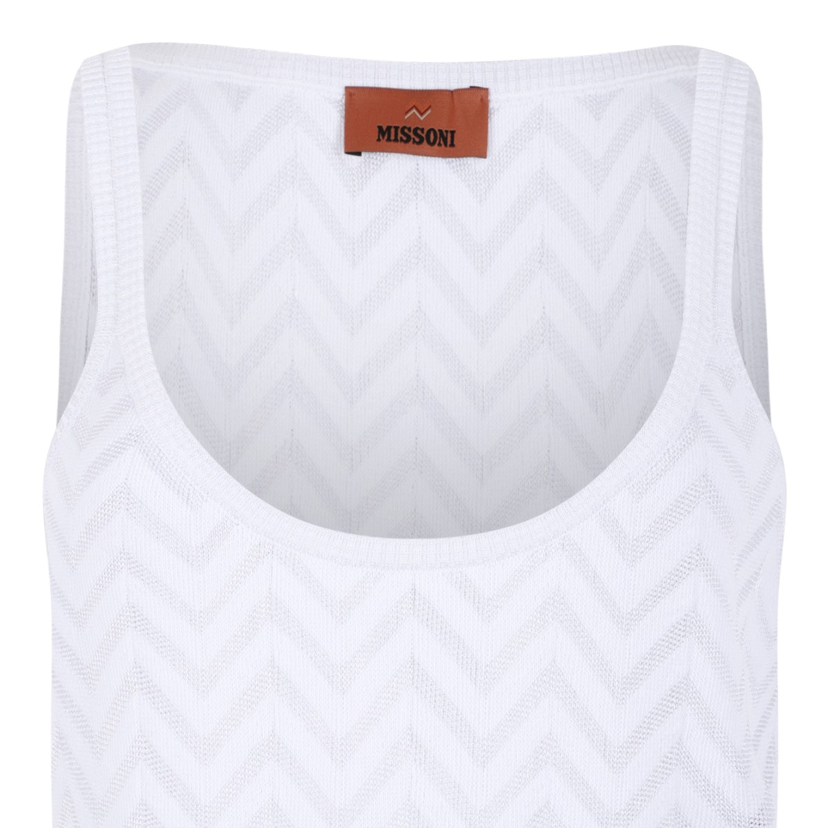 Missoni White Zigzag Knit Tank Top.