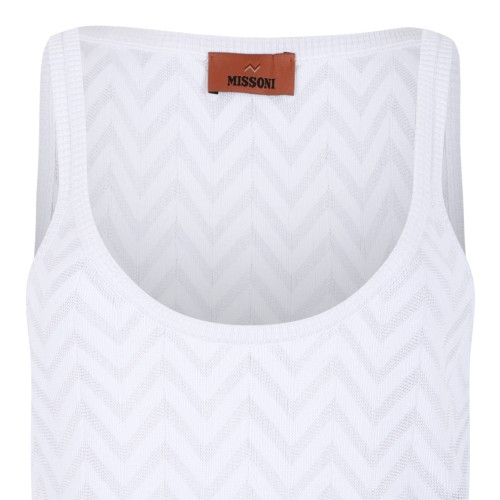 Missoni White Zigzag Knit Tank Top.