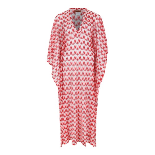 Missoni Red and White Patterned Kaftan Dress.