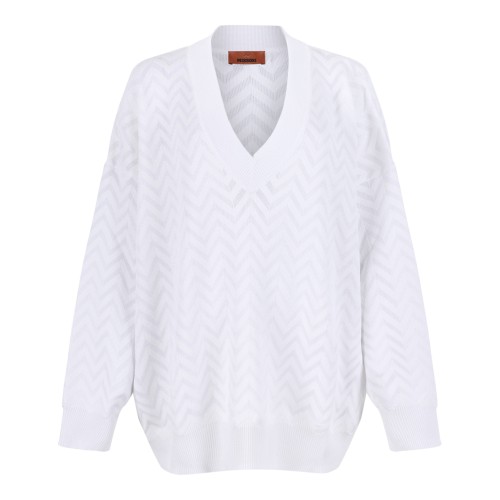 Missoni White Zigzag Knit Sweater.