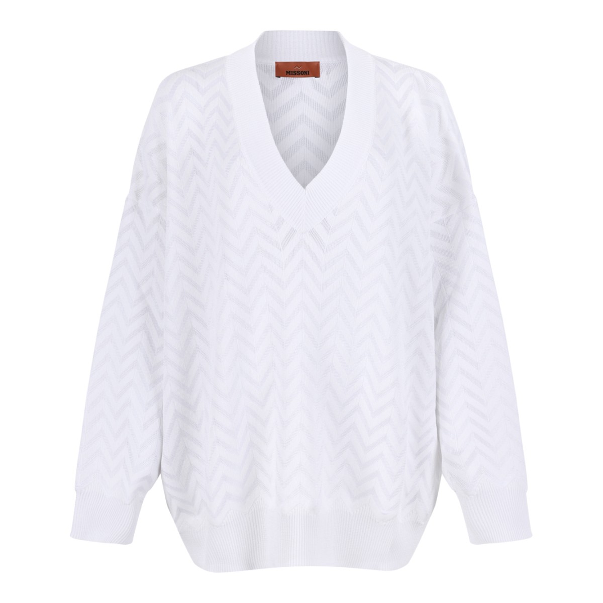 Missoni White Zigzag Knit Sweater.