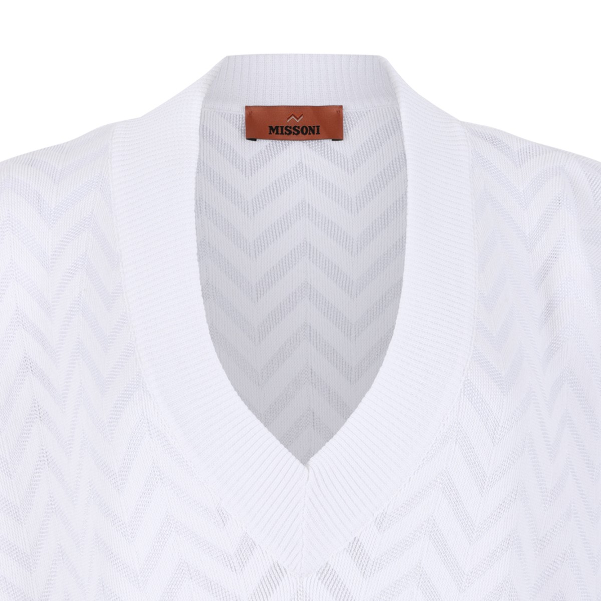 Missoni White Zigzag Knit Sweater.