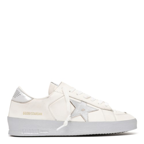 Golden Goose White Leather Sneakers with Metallic Star.  