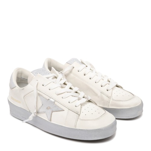 Golden Goose White Leather Sneakers with Metallic Star.   2