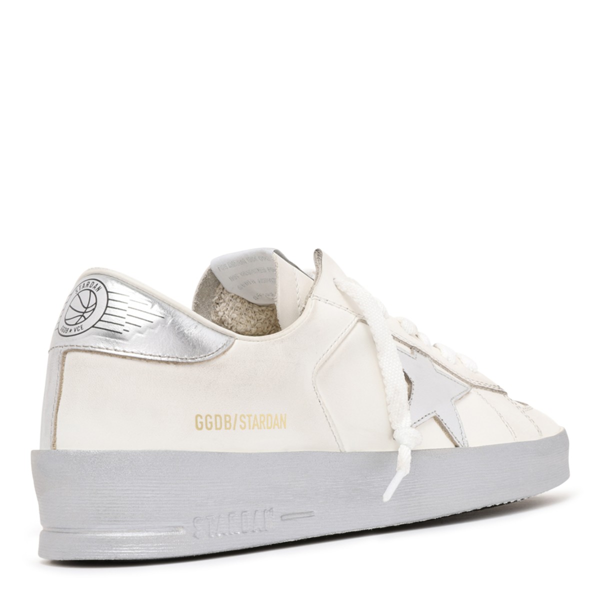 Golden Goose White Leather Sneakers with Metallic Star.  