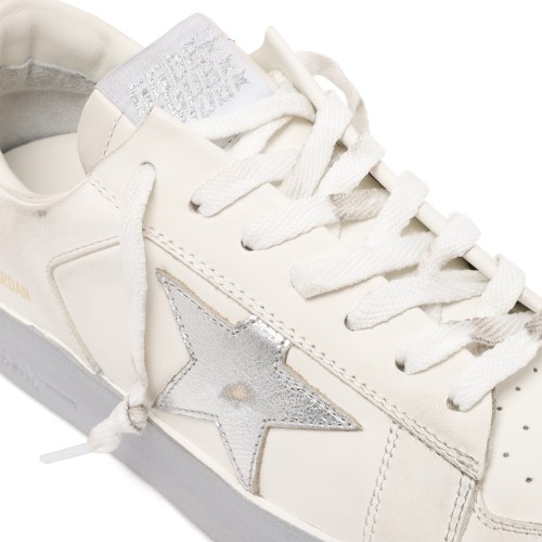 Golden Goose White Leather Sneakers with Metallic Star.  