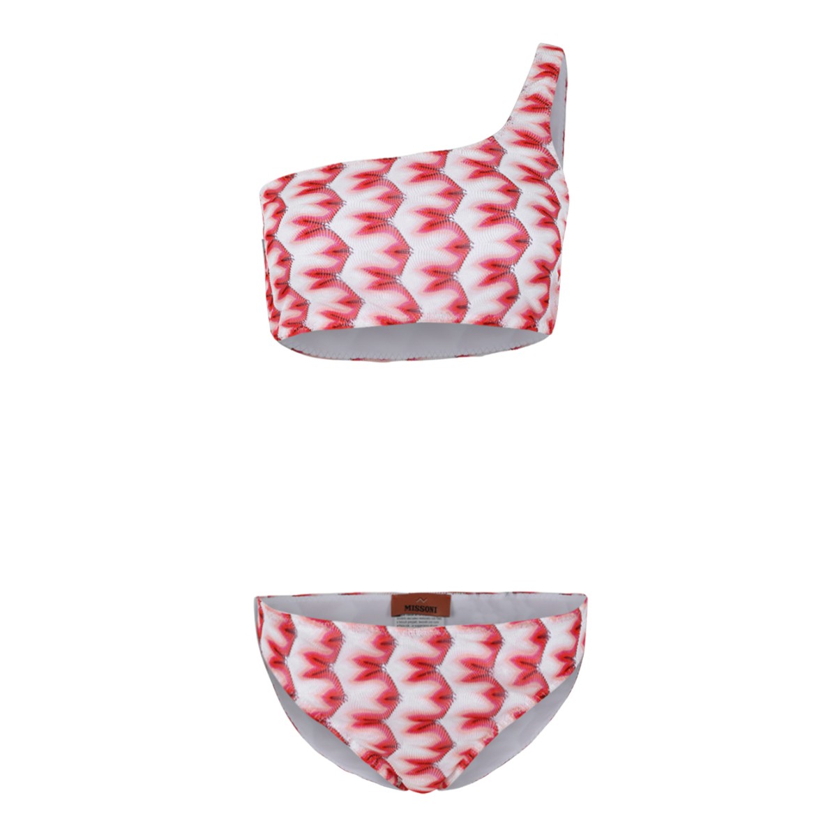 Missoni Red and White One-Shoulder Bikini.