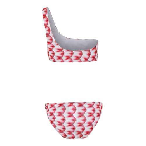 Missoni Red and White One-Shoulder Bikini.