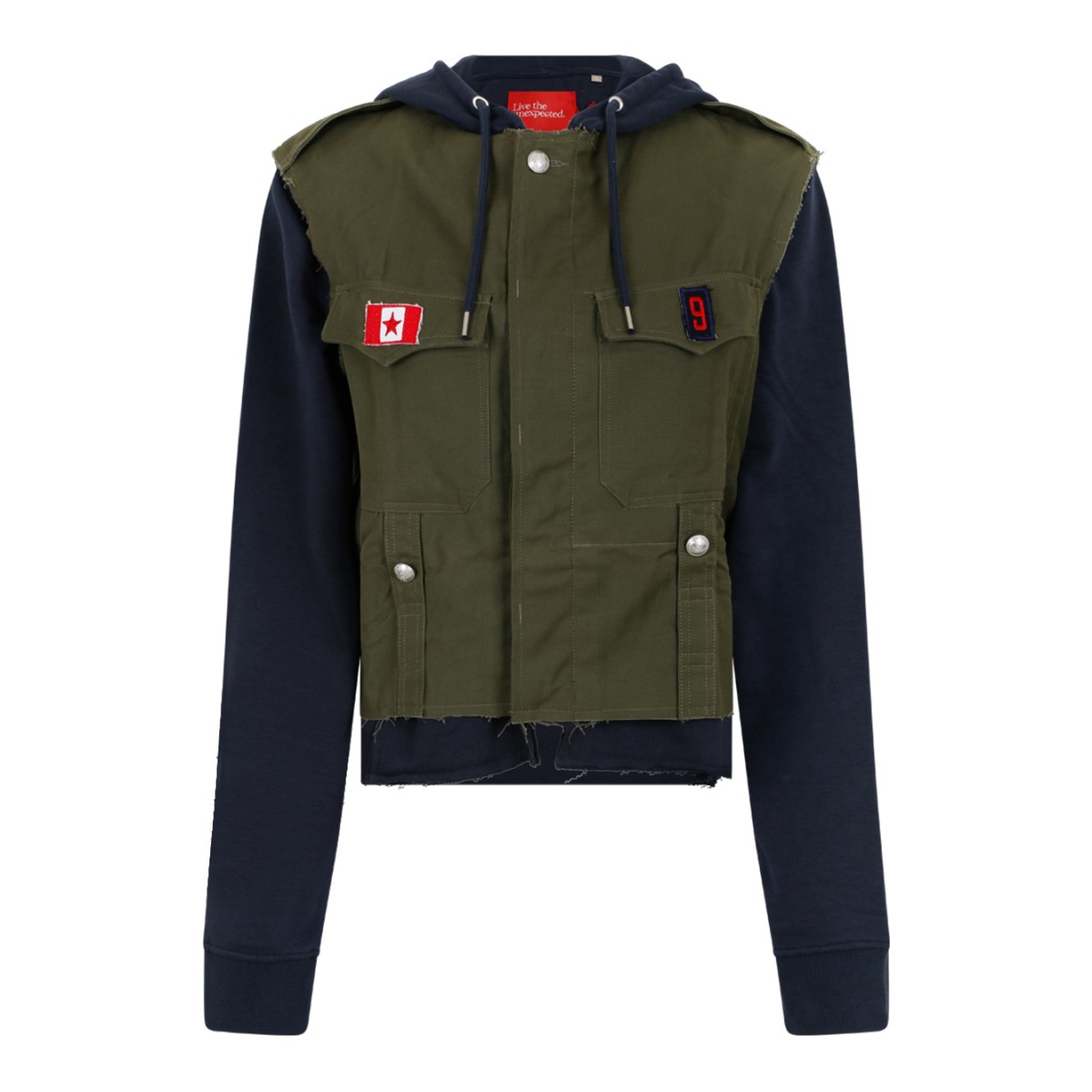 Merci Khaki and Navy Hooded Jacket.