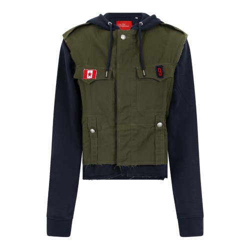 Merci Khaki and Navy Hooded Jacket.