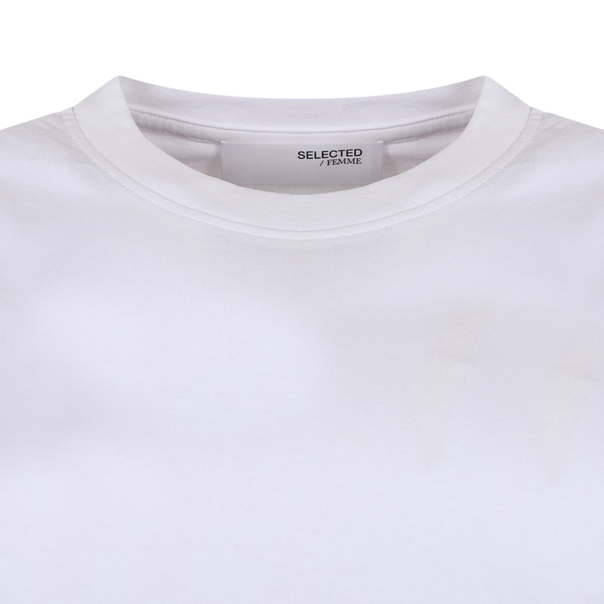 Selected White Cotton Crew Neck T-Shirt.  