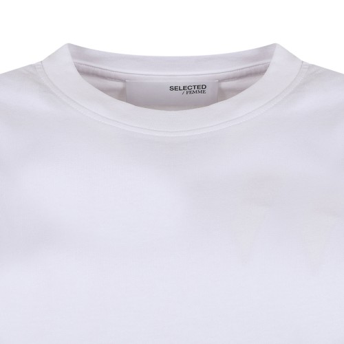Selected White Cotton Crew Neck T-Shirt.  