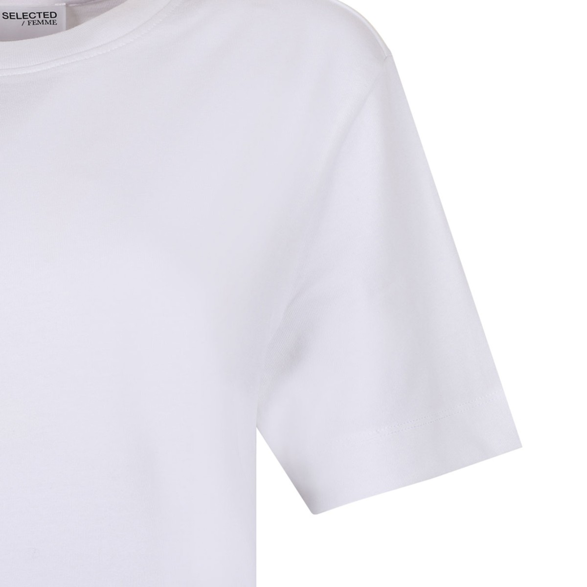 Selected White Cotton Crew Neck T-Shirt.  