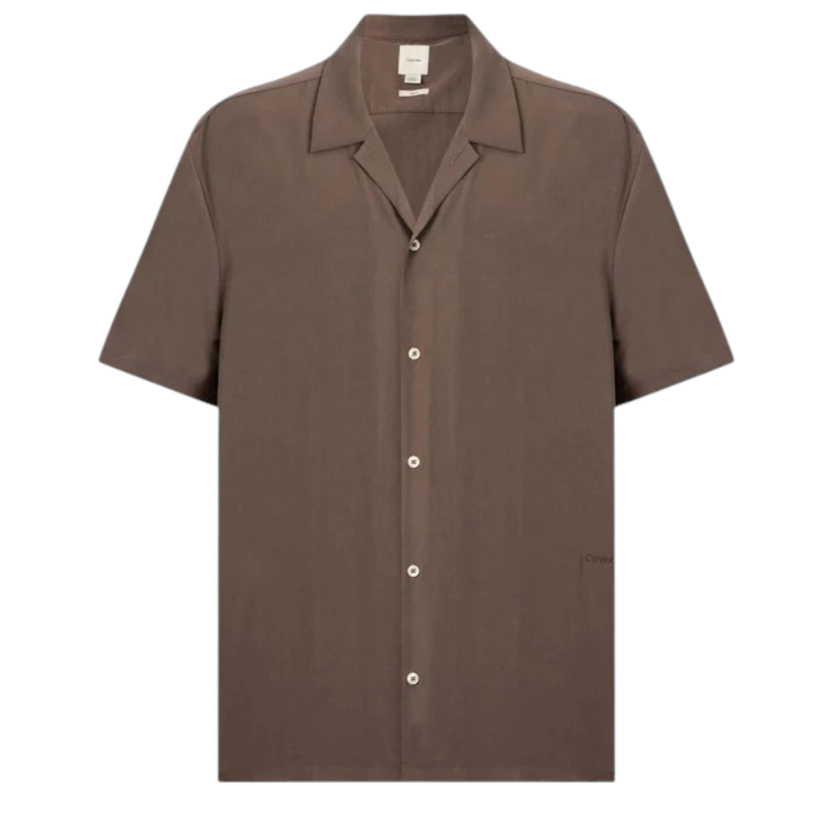 Calvin Klein Brown Short-Sleeve Camp Collar Shirt.
