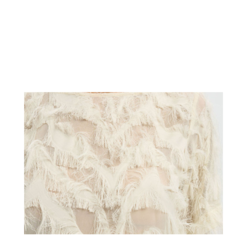 Selected Femme Cream Textured Fringe Top. 2