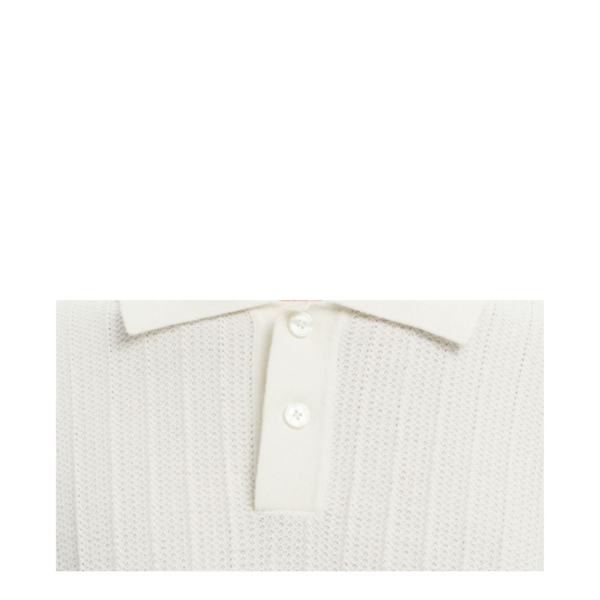 Selected Homme Off-White Textured Knit Polo Shirt.