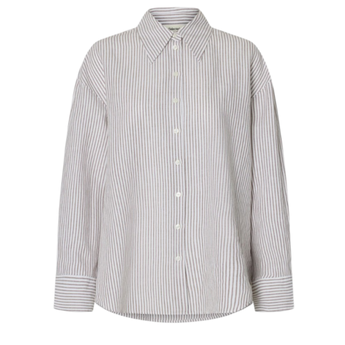 Selected Femme Beige Striped Cotton Shirt. 