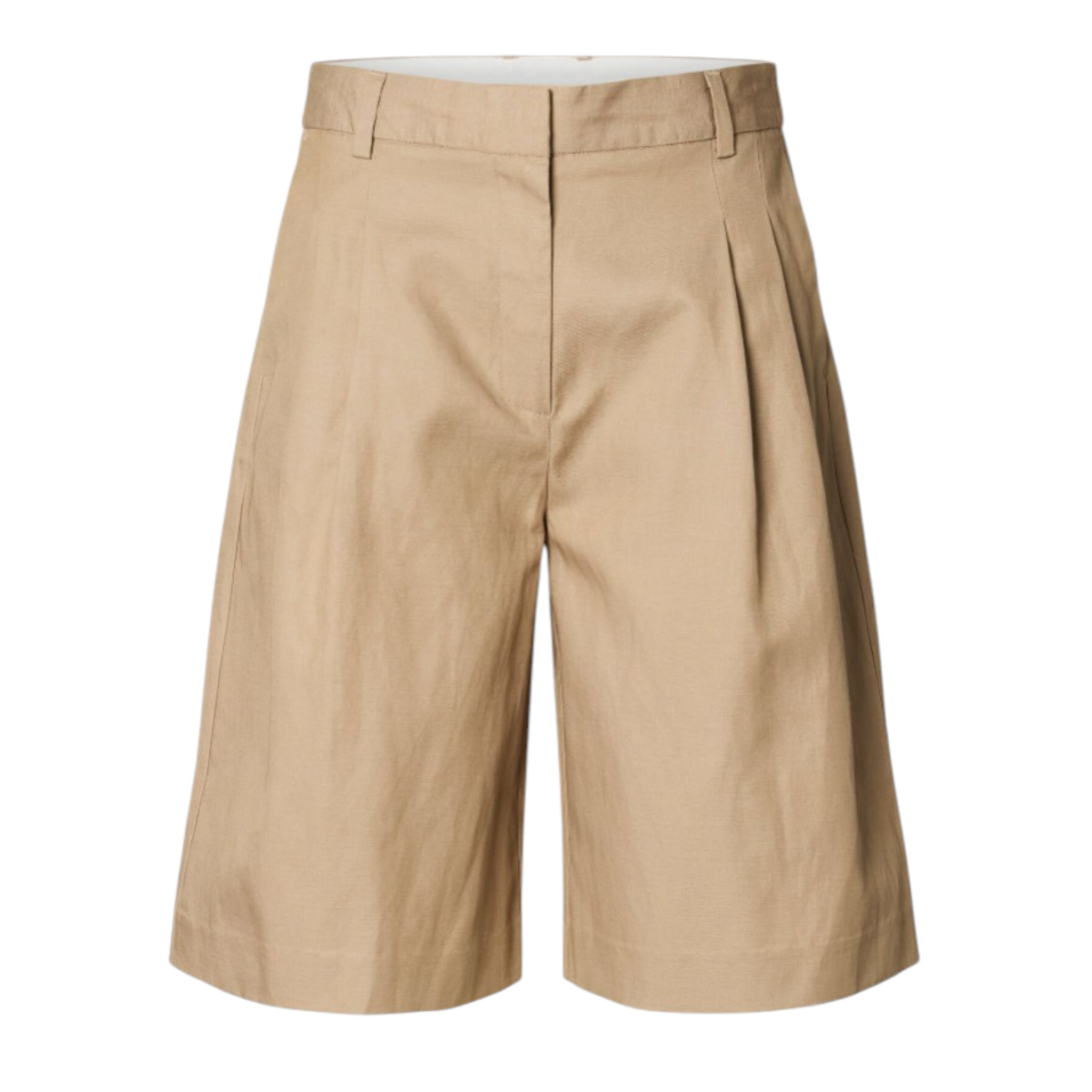 Selected Femme Beige Tailored Bermuda Shorts.