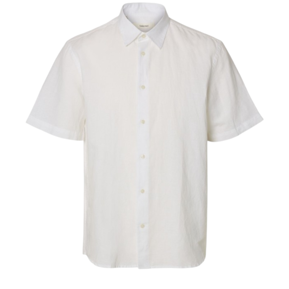 Selected Homme White Short-Sleeve Cotton Shirt.  