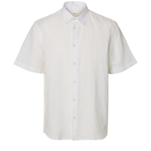 Selected Homme White Short-Sleeve Cotton Shirt.  